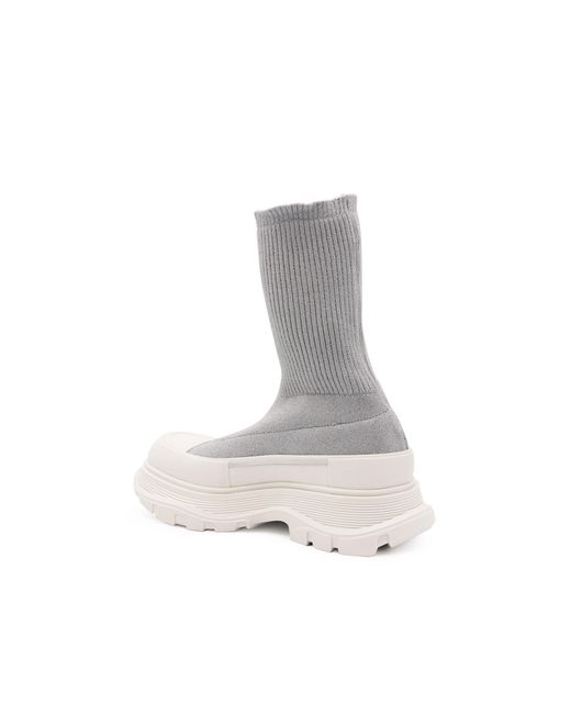 Sock Style Logo Imprimir Boots Alexander McQueen de color Gray