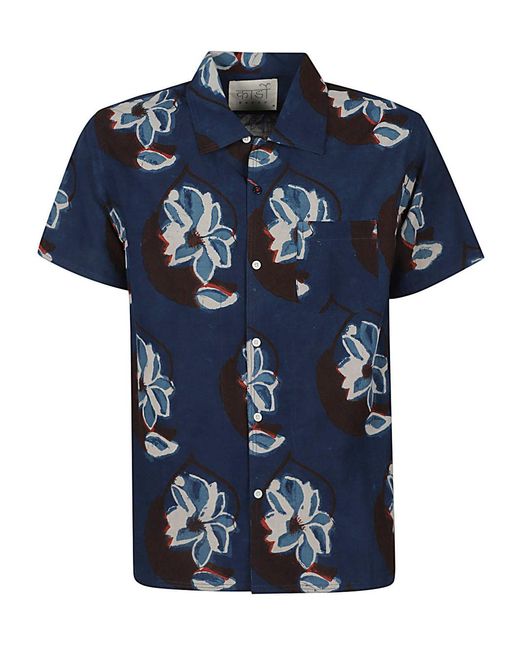 Camisa de algodón estampado Kardo de color Blue