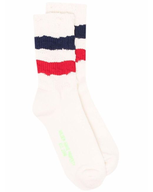 Golden Goose Deluxe Brand Red Socks High Rib/Stripes/Ripped