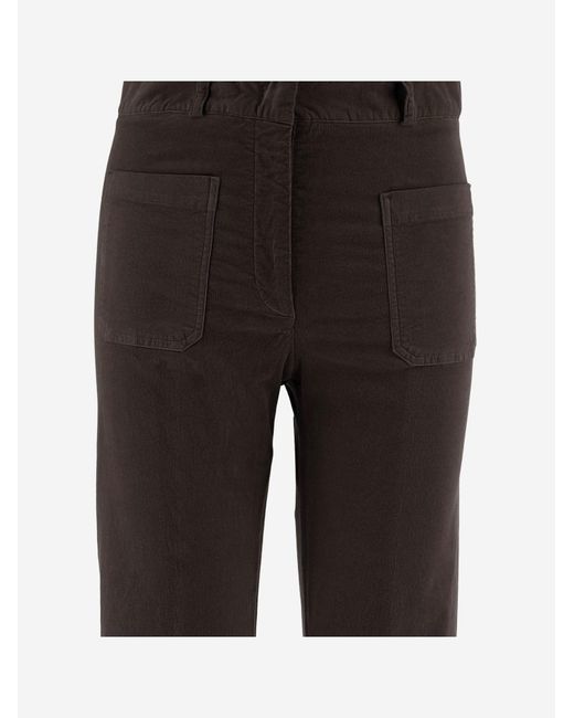 QL2 Donna Black Stretch Cotton Velvet Pants