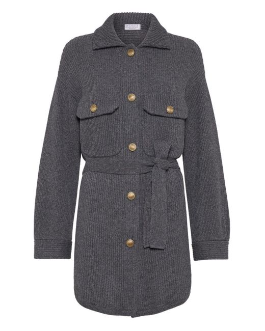 Brunello Cucinelli Gray Wool And Cashmere Cardigan