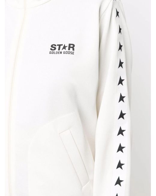 Golden Goose Deluxe Brand White Zipped Track Jacket With Star Motifs