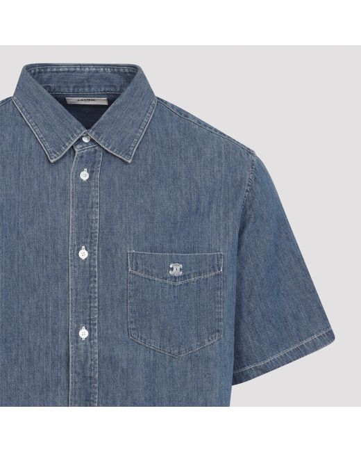 Céline Blue Cotton Bowling Shirt for men