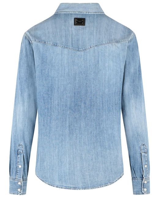 Dolce & Gabbana Blue Cotton Shirt for men