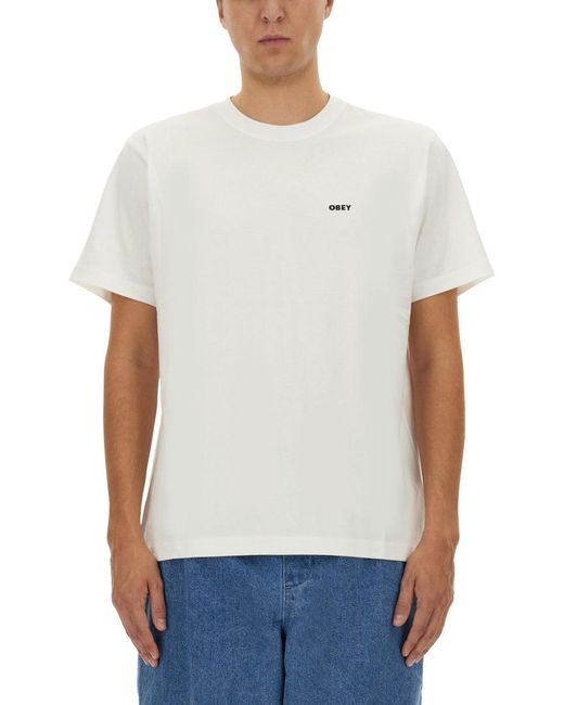 Obey White T-Shirt With Logo for men