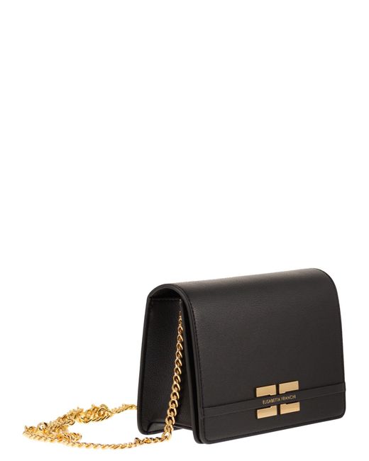 Elisabetta Franchi Black Shoulder Bag With Logo