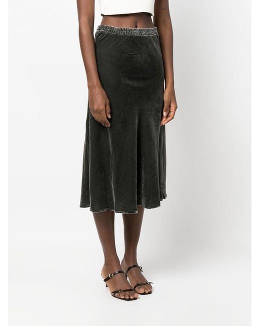 Gold Hawk Black Dark Velvet Long Skirt