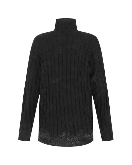 Balenciaga Black Creased Ribbed Pullover