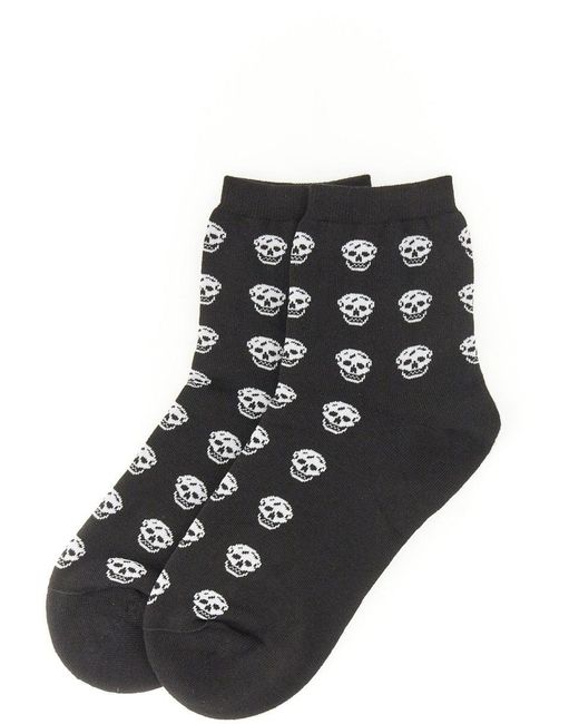 McQueen Black Short Skull Sock