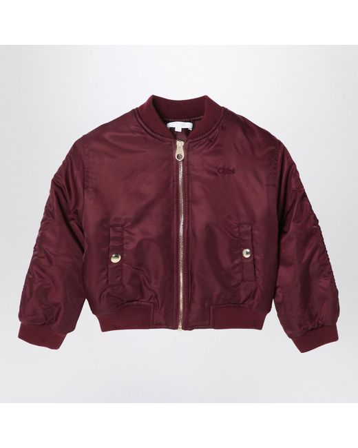 Chloé Purple Nylon Bordeaux Bomber Jacket