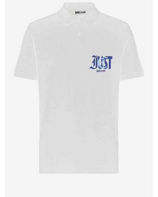 Just Cavalli White Polo Shirt Cotton for men