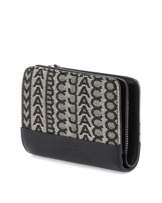Marc Jacobs The Monogram Jacquard Mini Compact Wallet in het Black