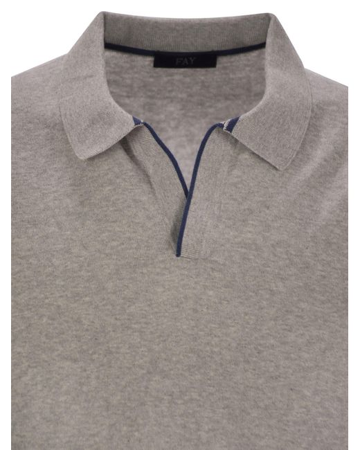 Polo sin botones de algodón Fay de hombre de color Gray
