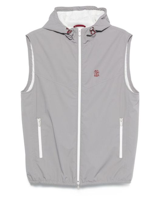 Brunello Cucinelli Top Met Capuchon En Rits in het Gray