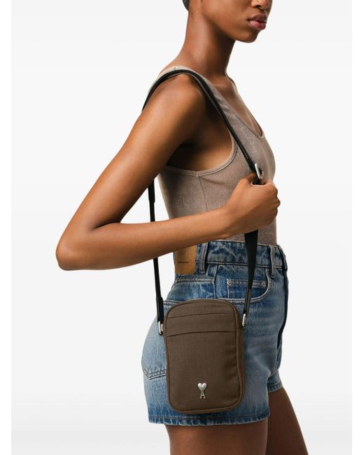 AMI Brown Nylon Small Adc Cross Pock Bag
