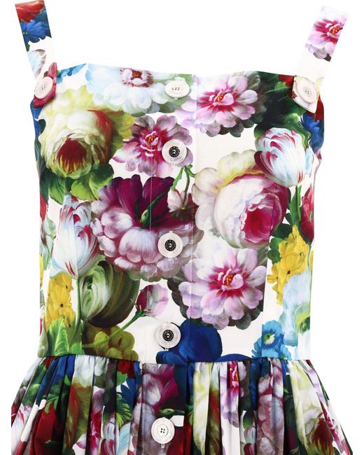 Dolce & Gabbana White Dress With Nocturnal Flower Print