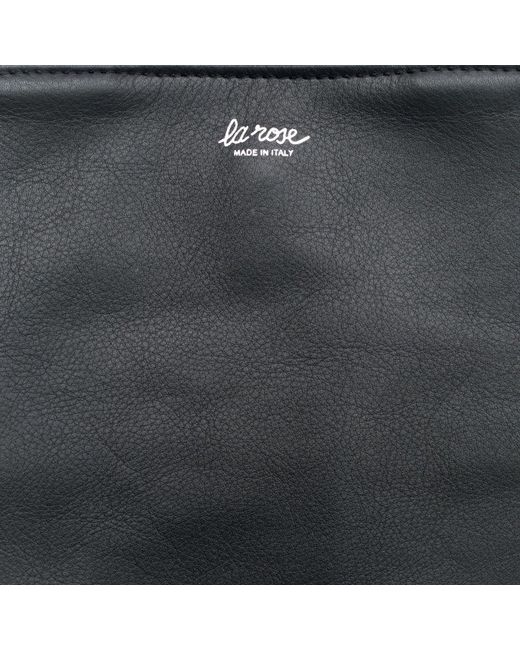 LA ROSE Black Leather Shopping Bag