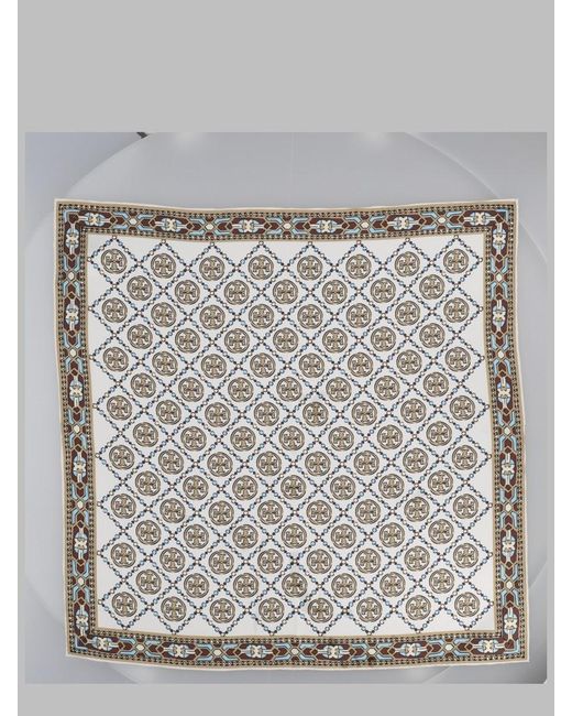 Tory Burch Gray Printed Square Scarf
