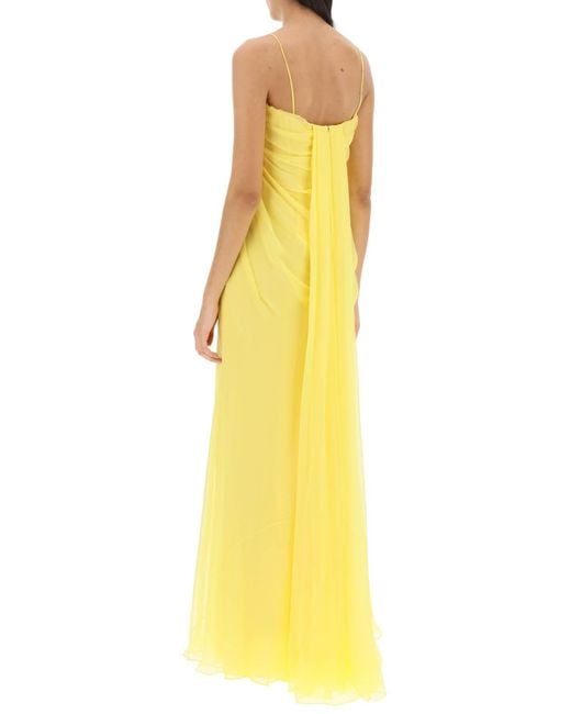 Alexander McQueen Silk Chiffon Bustier -jurk in het Yellow