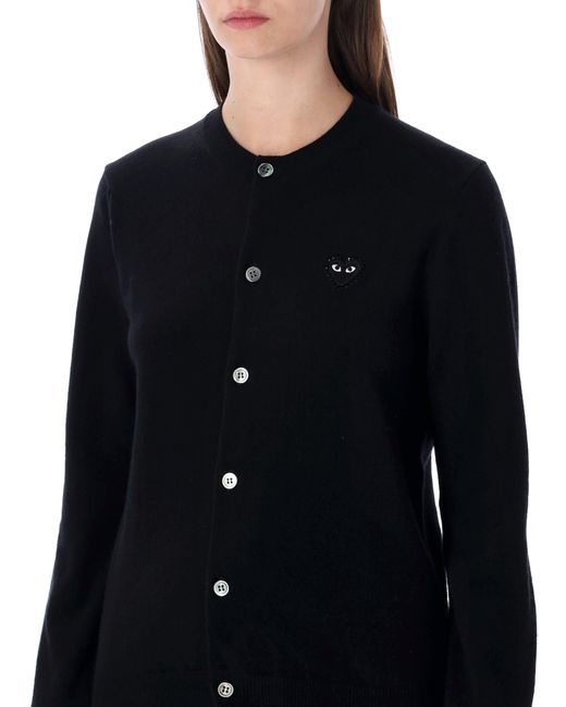COMME DES GARÇONS PLAY Black Wool Cardigan With Crystal Heart