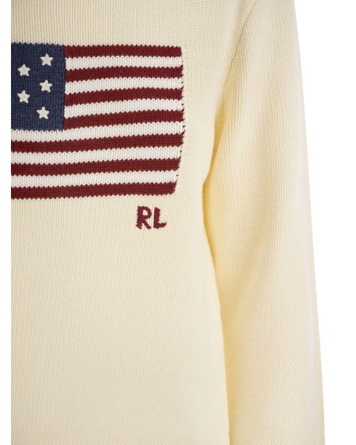 Polo Ralph Lauren Natural Cotton Jersey With Flag