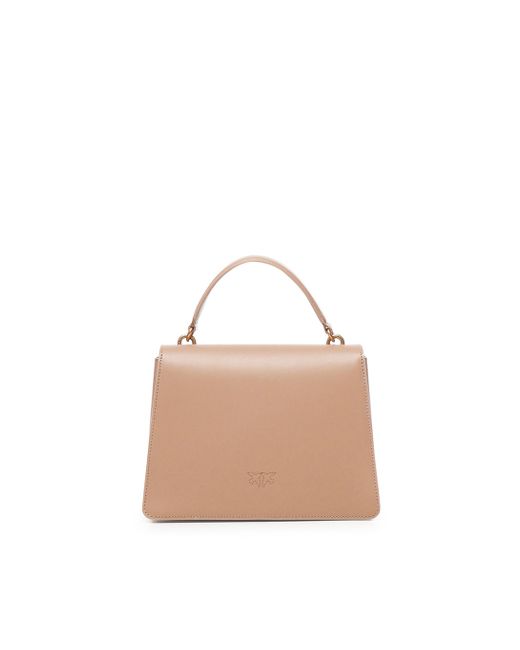 Pinko Mini Love Top Handle Tas In Beige in het Natural