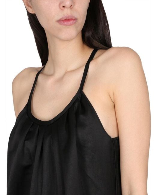 Alysi Black Wide Satin Jumpsuit