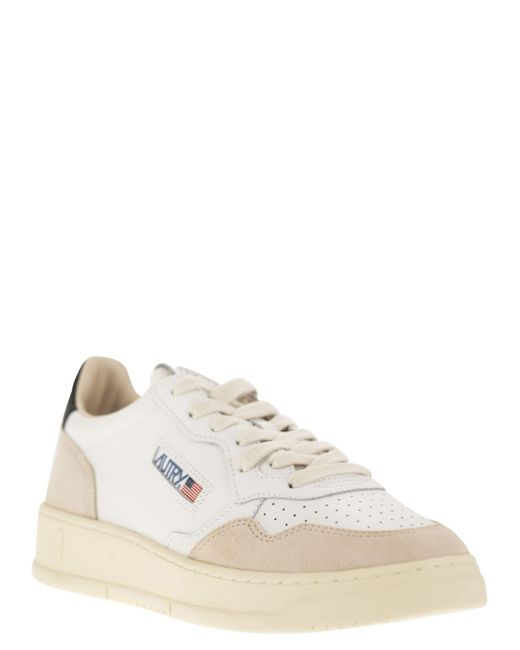 Autry White Medalist Low Leather And Suede Sneakers for men