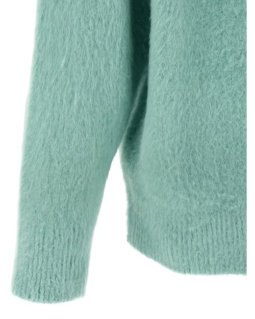 Roberto Collina Green Shearling Cotton Sweater for men
