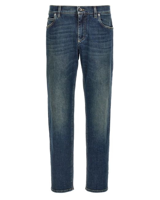 Dolce & Gabbana Straight-Leg-Jeans Mit Logo in Blue für Herren