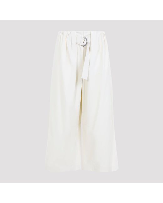 Loewe White Cropped Belted Trousers
