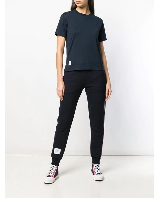 Thom Browne Blue Logo-Patch Short-Sleeve T-Shirt