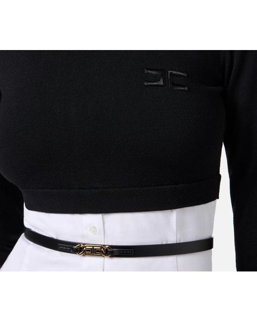 Elisabetta Franchi Black Sweater With Shirt Effect Bottom