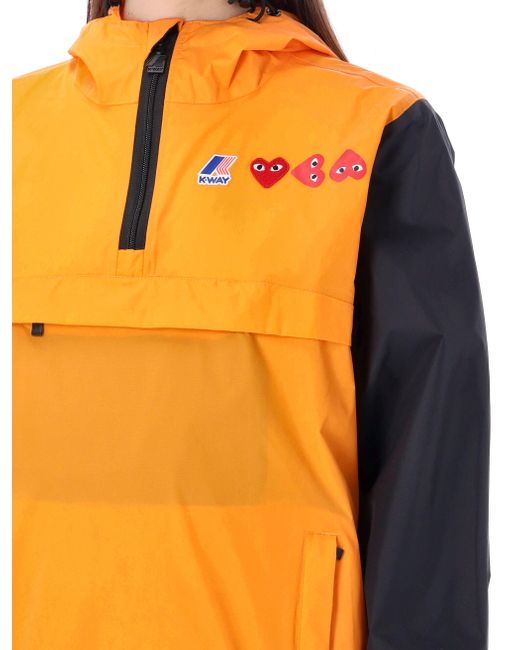 COMME DES GARÇONS PLAY Orange Bicolor Waterproof Hooded Jacket