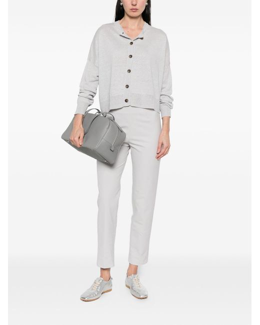 Base London White Linen And Cotton Blend Cardigan