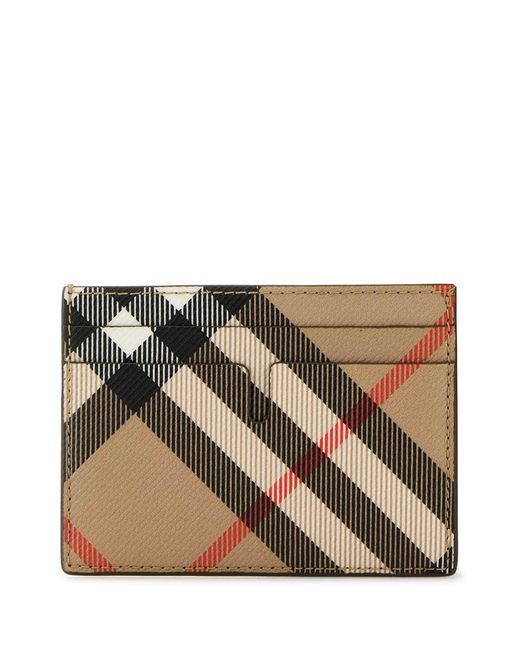 Burberry Brown Printed Canvas Card Holder for men