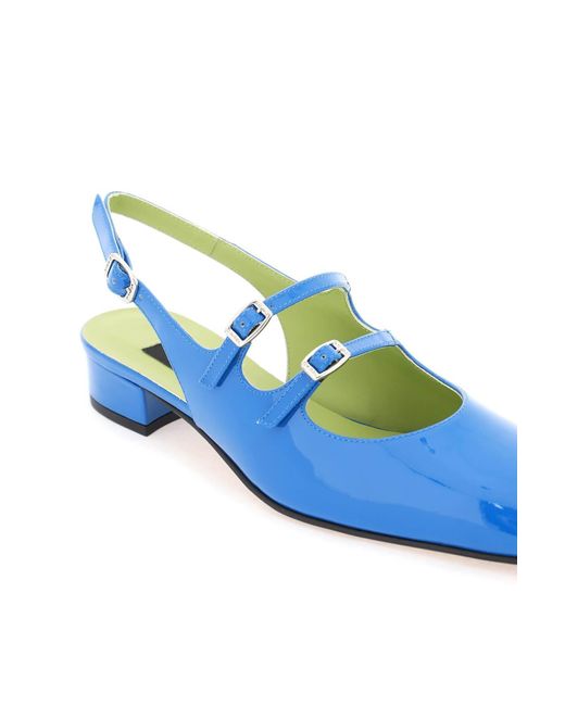 CAREL PARIS Patent Leather Pêche Slingback Mary Jane in het Blue