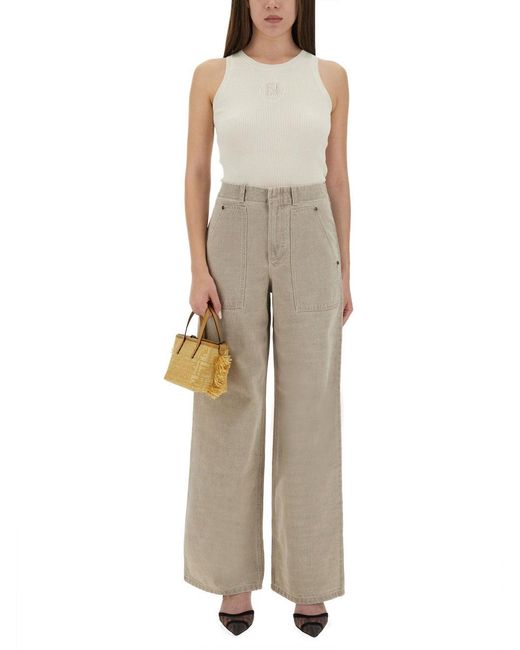 Fendi Natural Tank Top Logo Dévoré