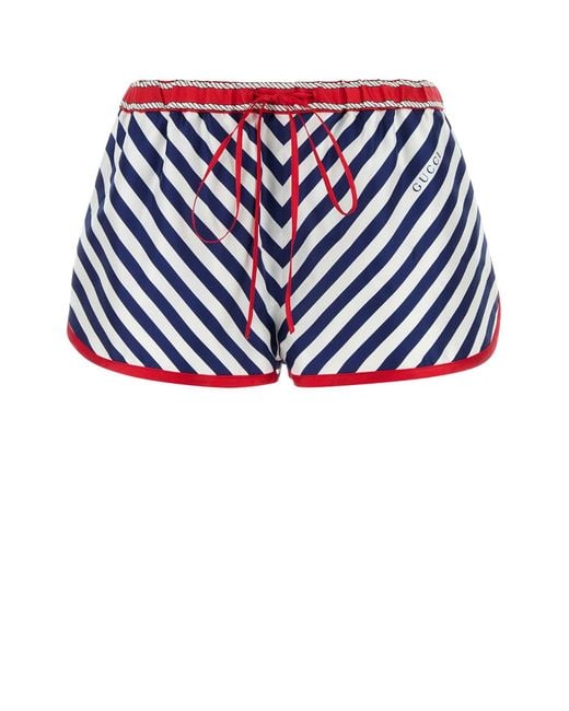 Gucci Blue Printed Silk Shorts