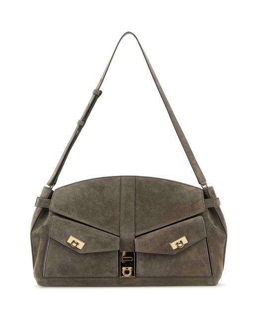 Ferragamo Multicolor Salvatore Suede Shoulder Bag