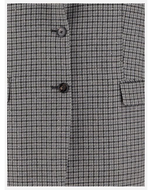 Tagliatore Gray Long Houndstooth Two-Button Jacket