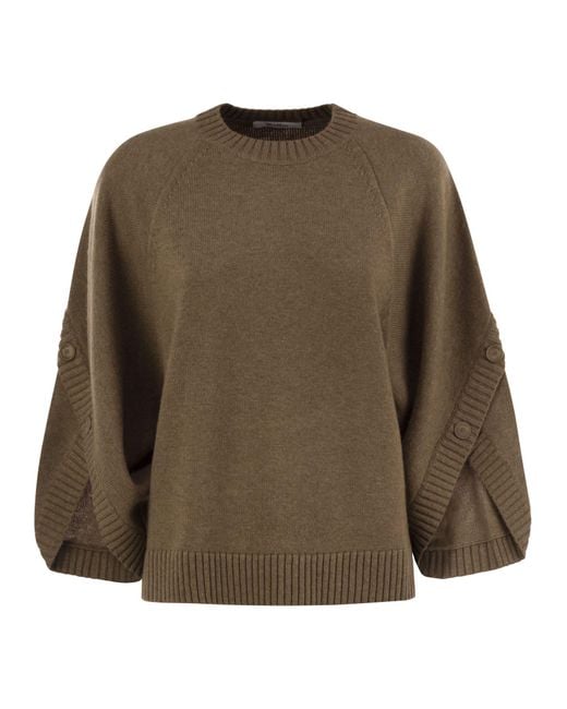 Max Mara Brown Ampex Wool And Cashmere Over Sweater