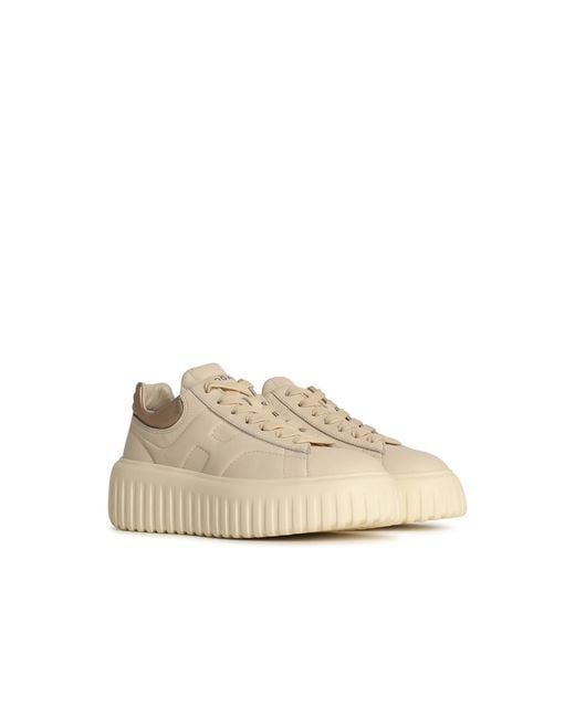 Hogan Natural 'H-Stripes' Leather Sneakers