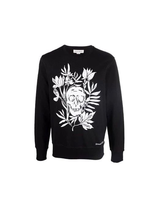 Alexander McQueen Black Printed Skull Sweartshirt for men