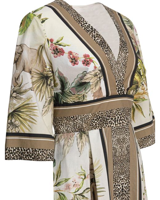 Elie Saab White Printed Cotton Midi Dress Foulard40