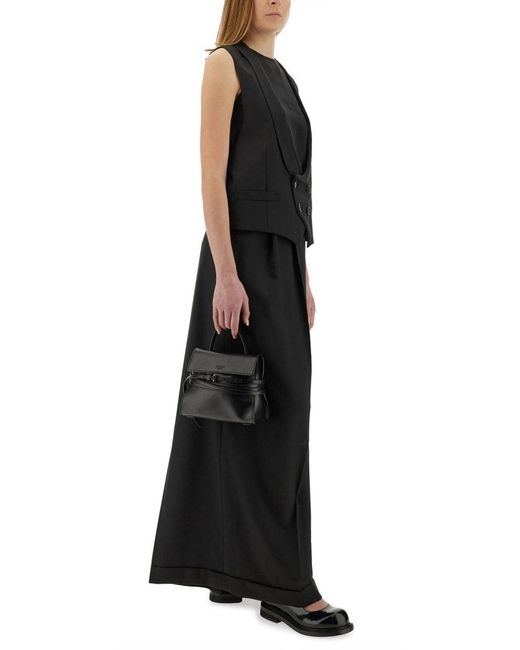 Moschino Black Solid Shawl Neck Top