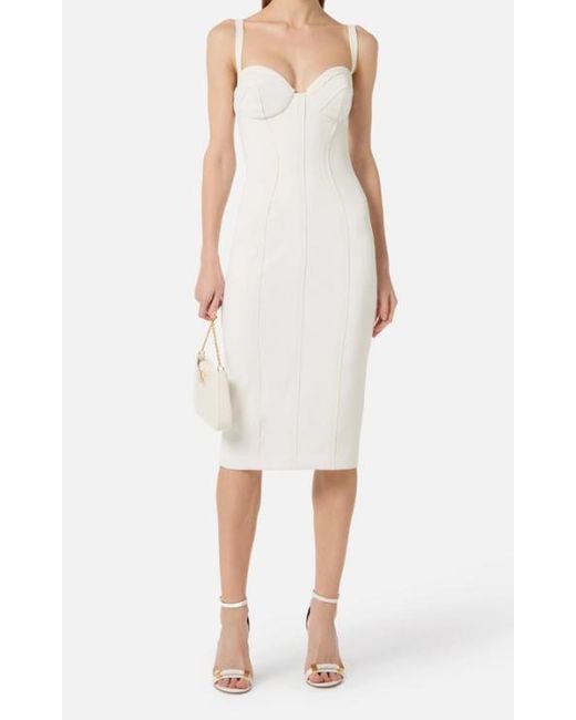 Elisabetta Franchi White Dress With Raw Cut Fabric