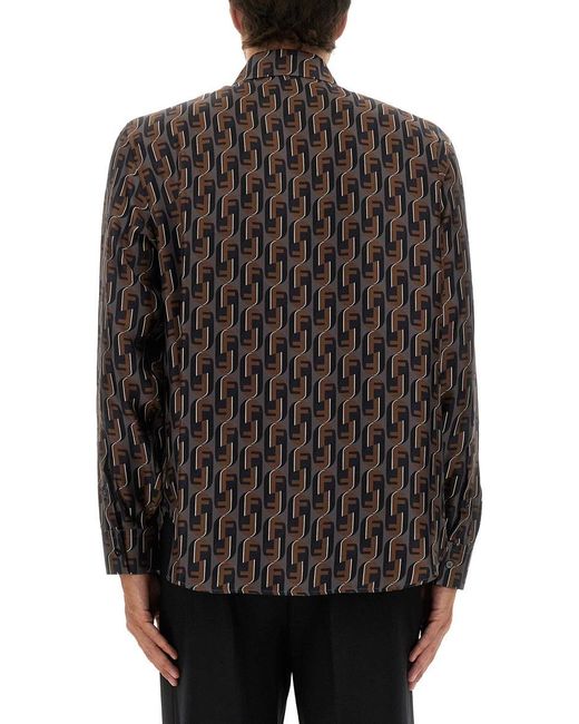 Fendi Black Printed Silk Shirt