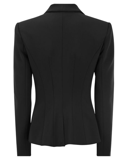 Elisabetta Franchi Black Double-Breasted Crepe Jacket With Shawl Lapels