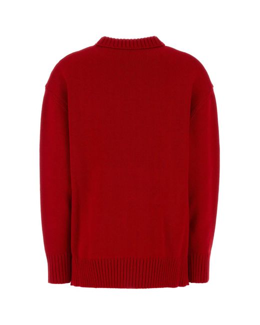 Prada Red Wool Bow Sweater